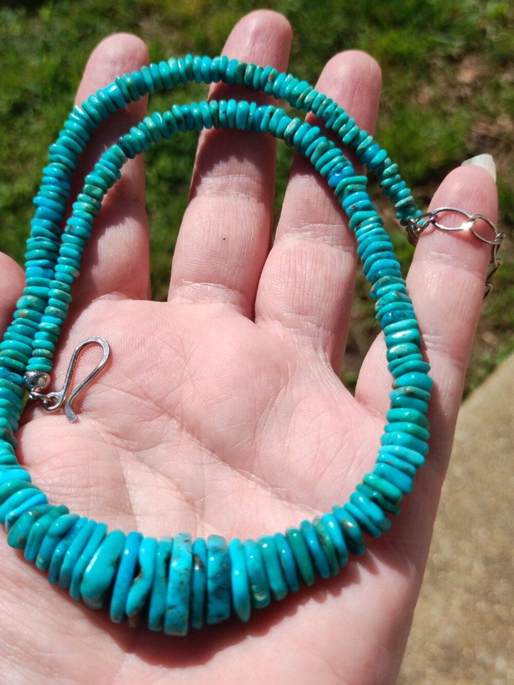 Jay King DTR mine finds sky blue Turquoise disc necklace 925 Sterling Silver - Picture 7 of 8